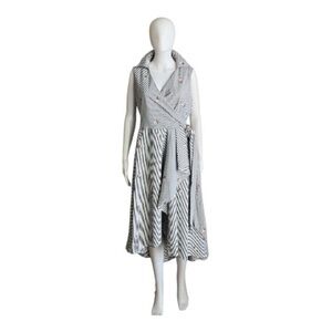Calvin Klein Striped Sleeveless Wrap Dress